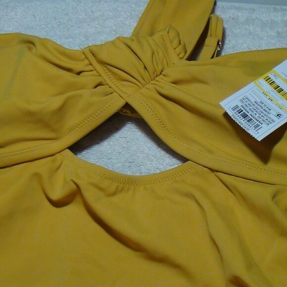 Shade & Shore Women's Asymmetric Twist One Piece Swimsuit Gold S,M.XL - Picture 4 of 16